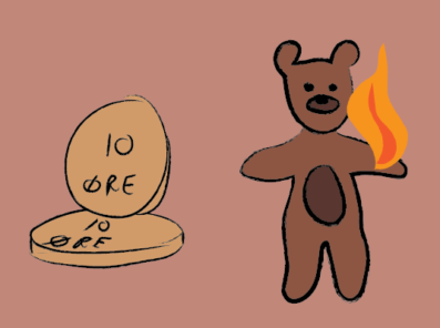 Bilde viser en brennende bamse og to tiøringer
