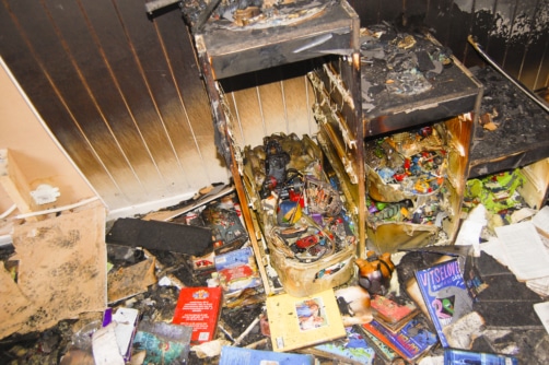 Bilde viser del av barnerom etter branntilløp