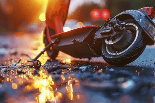 Bilde viser uheldig hendelse med elsparkesykkel som potensielt kan skade batteriet