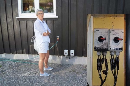 Bilde viser ny sikkerhetsbryter og den gamle som tydelig viser at den ene koblingen er brent av.